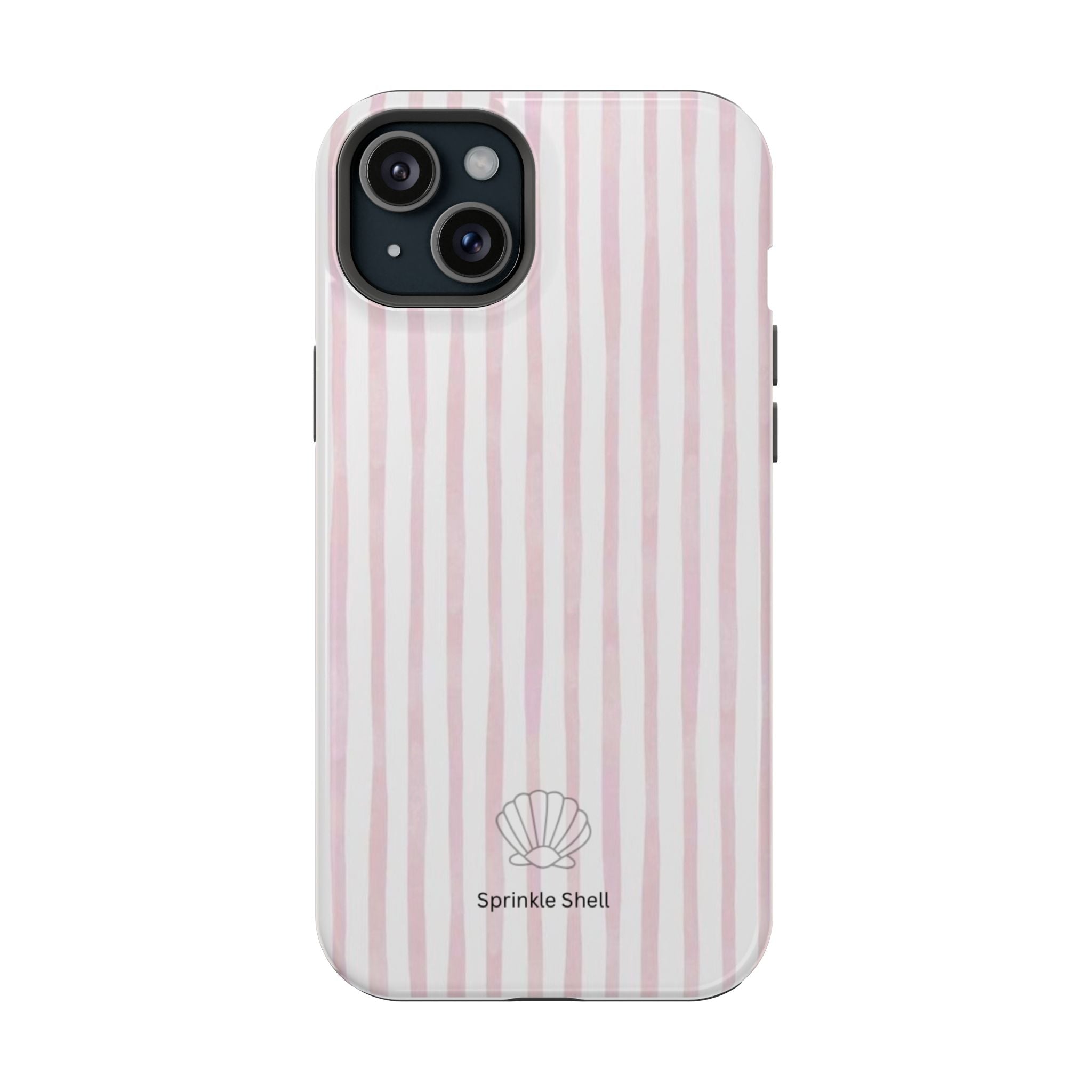MagSafe pink and white striped case