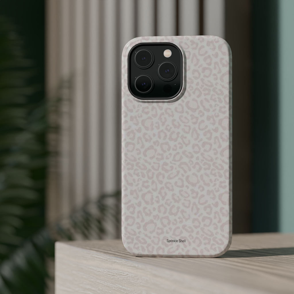 MagSafe white cheetah print case