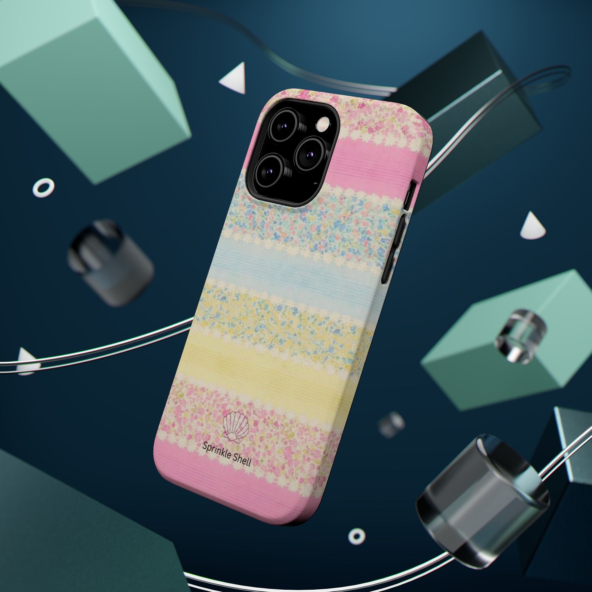 MagSafe pastel floral striped case