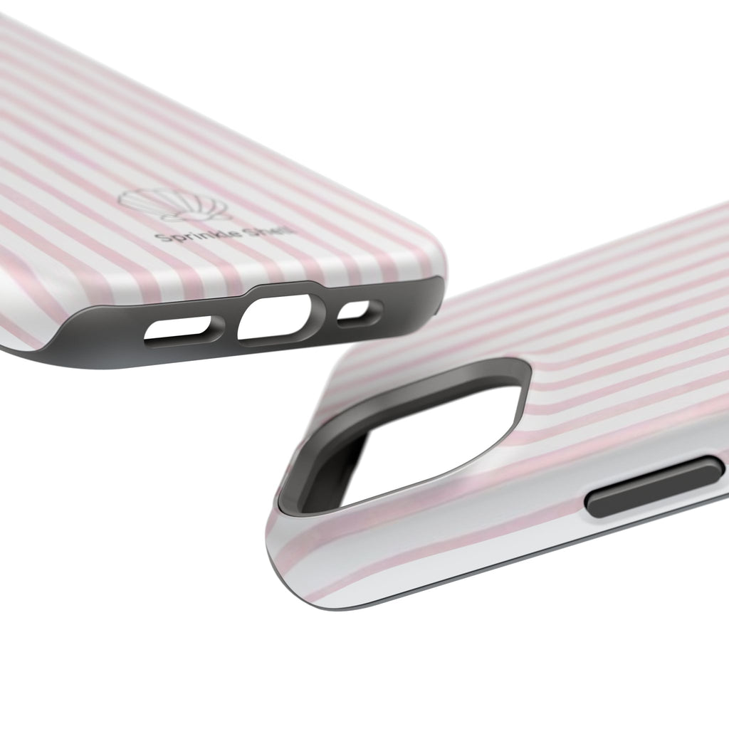 MagSafe pink and white striped case