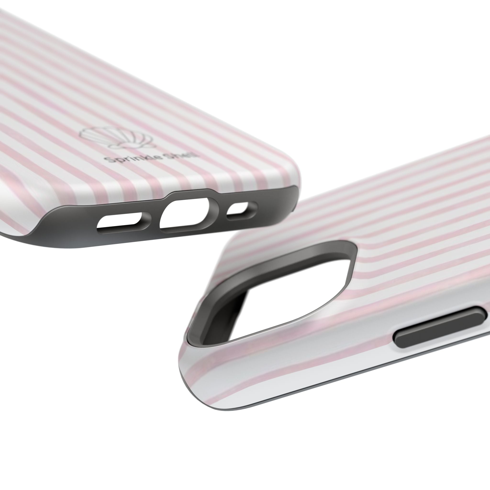 MagSafe pink and white striped case