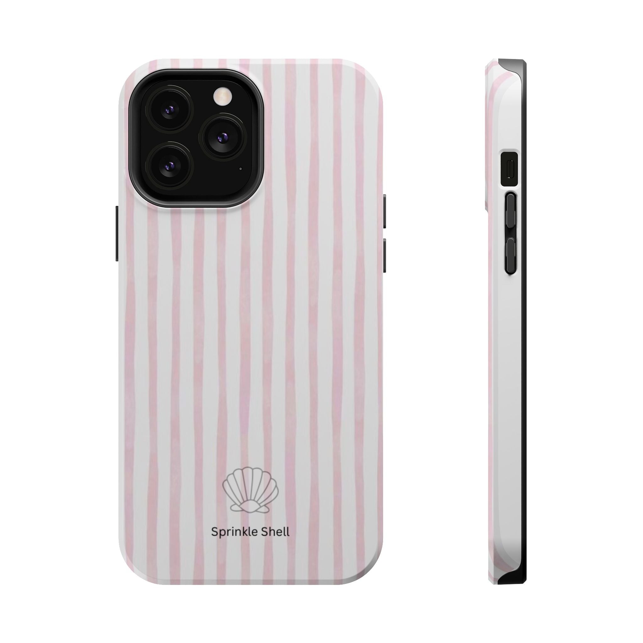 MagSafe pink and white striped case