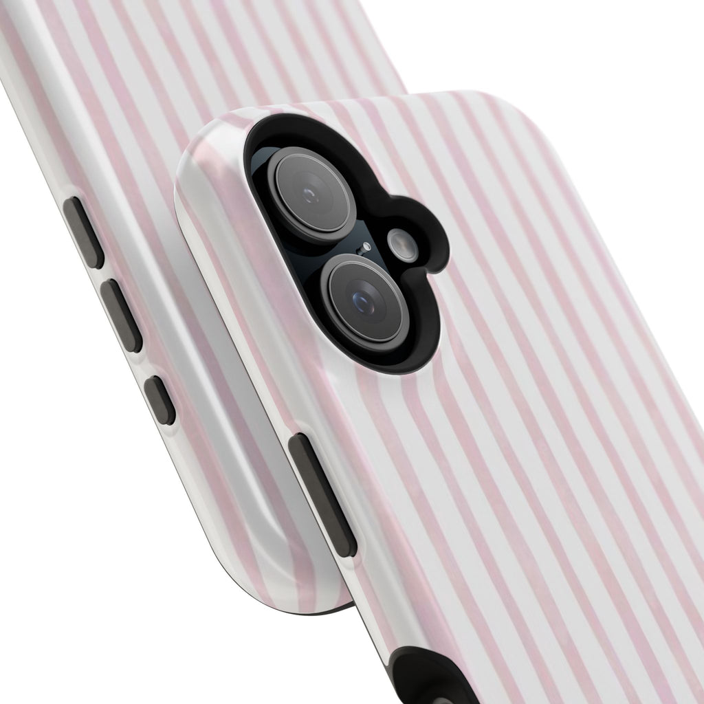 MagSafe pink and white striped case