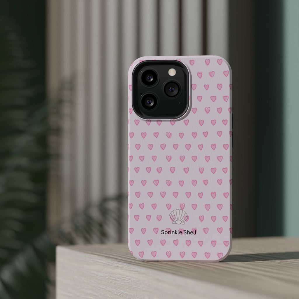 MagSafe pink hearts case