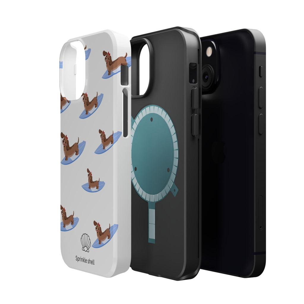 MagSafe surfing dachsund phone case
