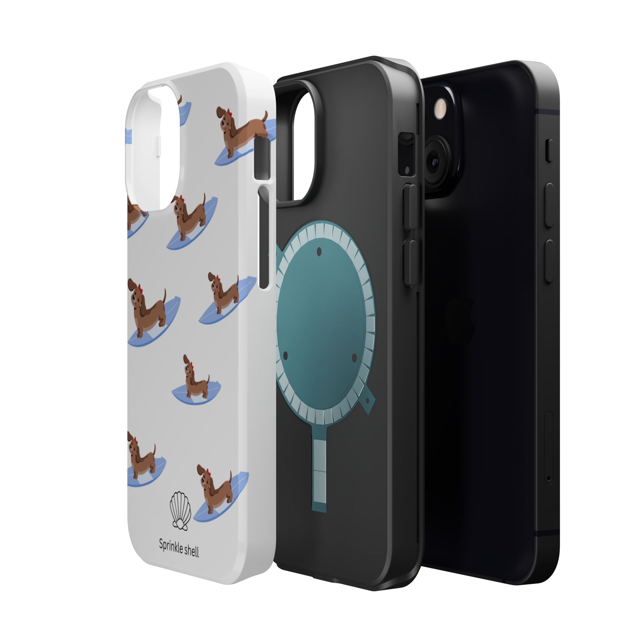 MagSafe surfing dachsund phone case