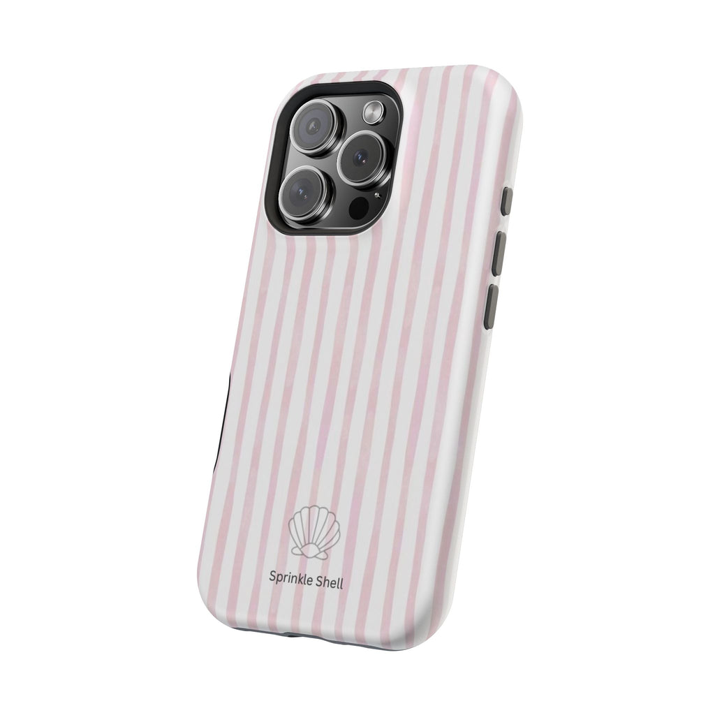 MagSafe pink and white striped case