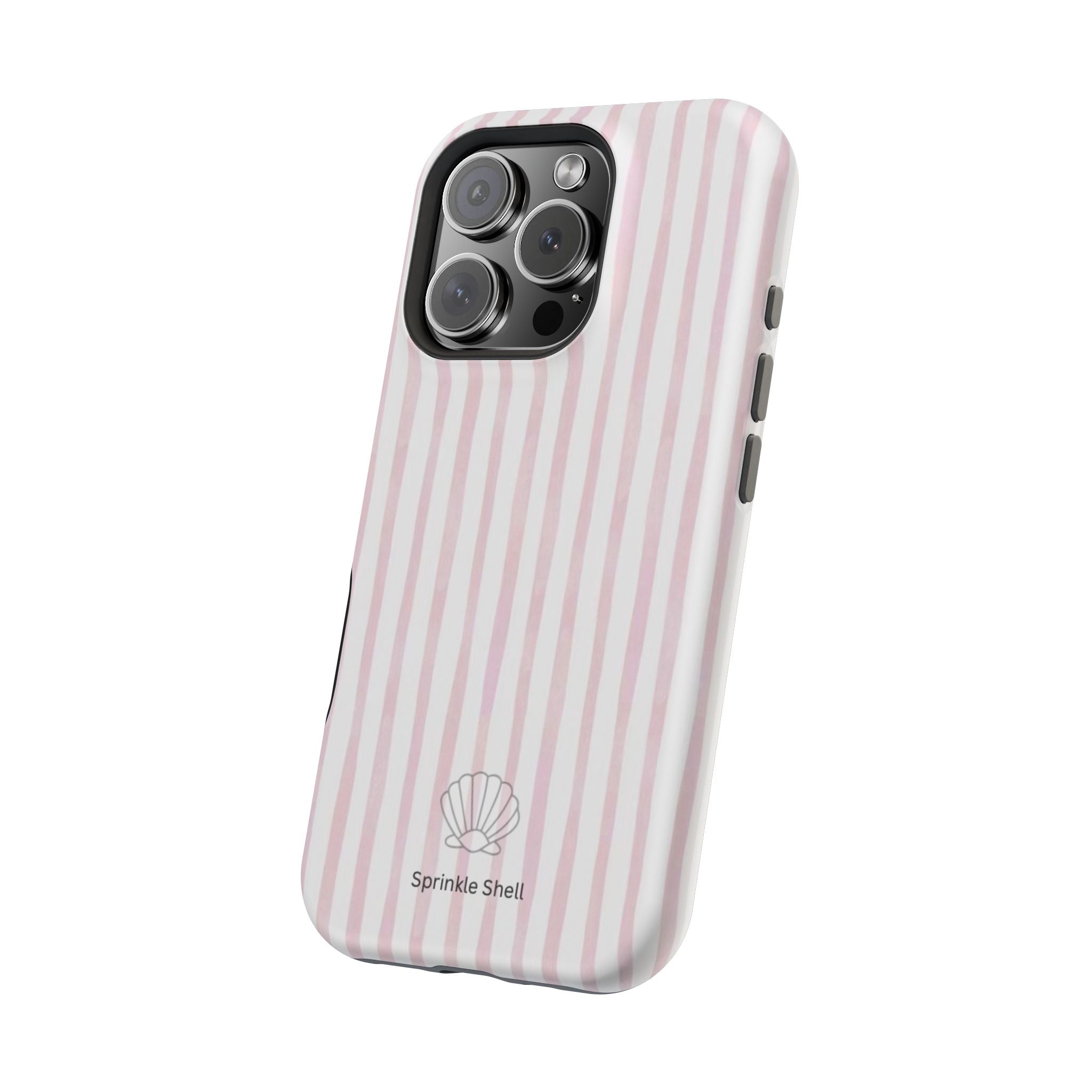 MagSafe pink and white striped case