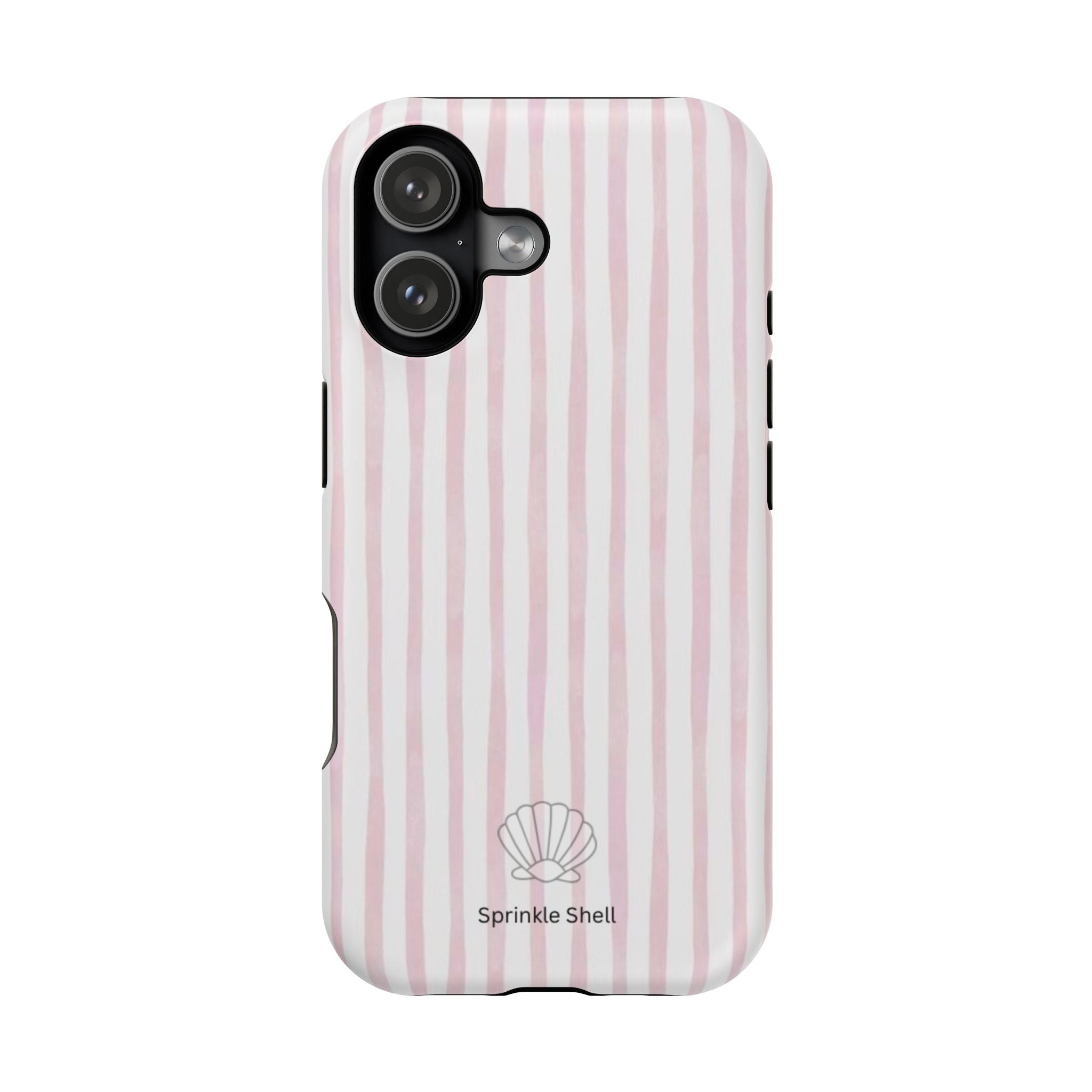 MagSafe pink and white striped case
