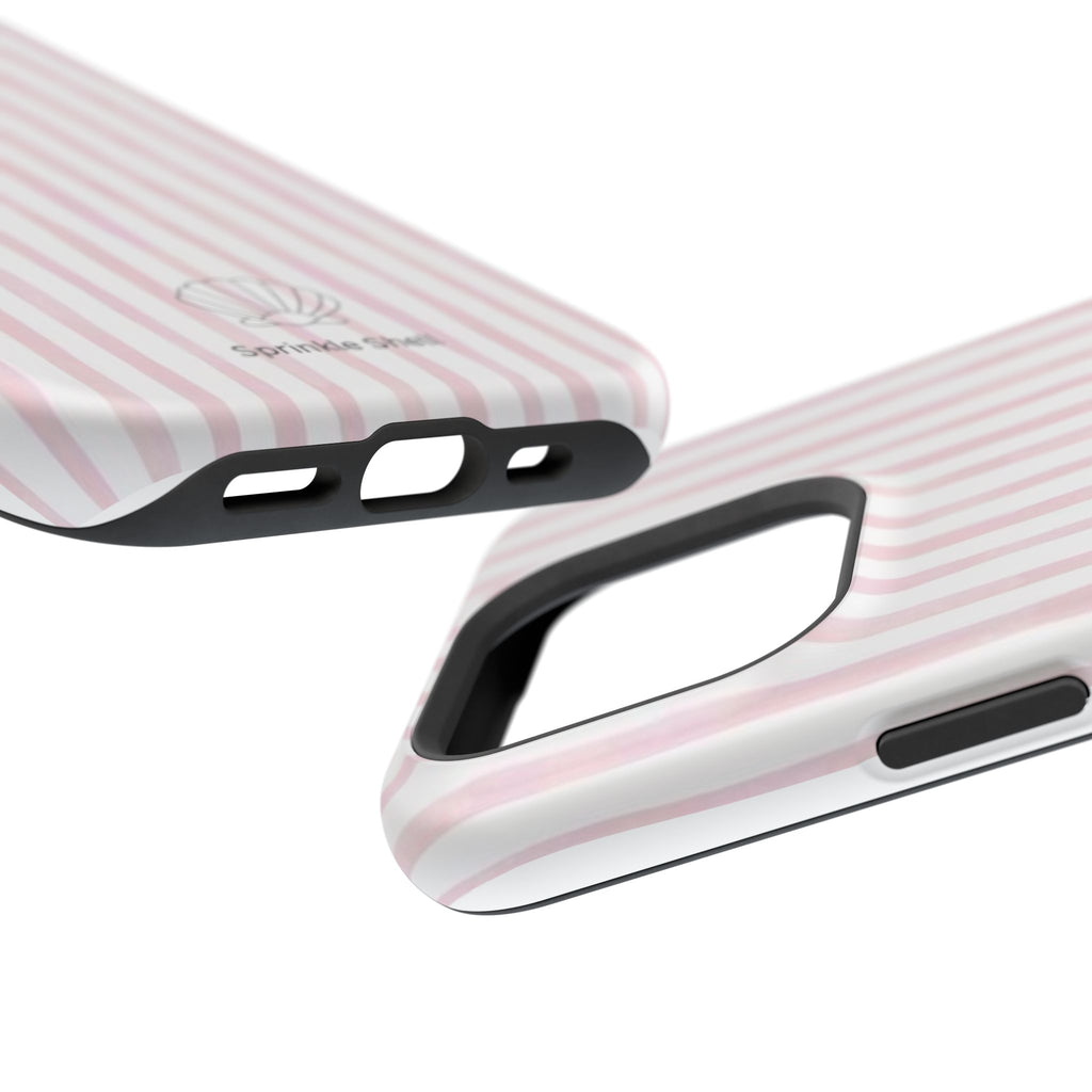 MagSafe pink and white striped case