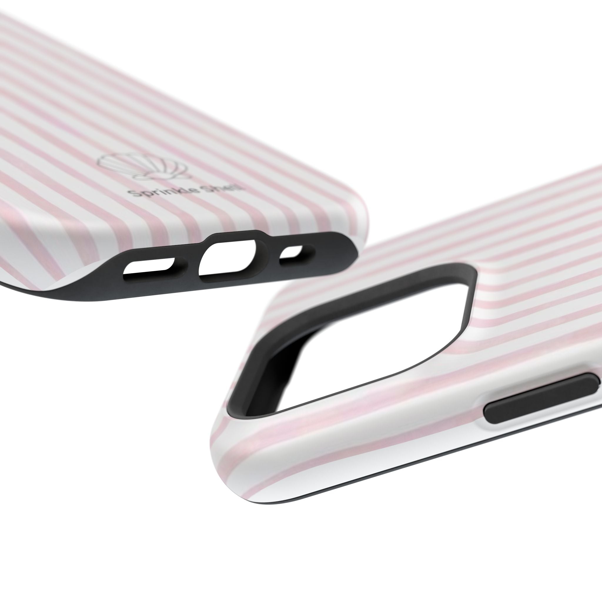 MagSafe pink and white striped case