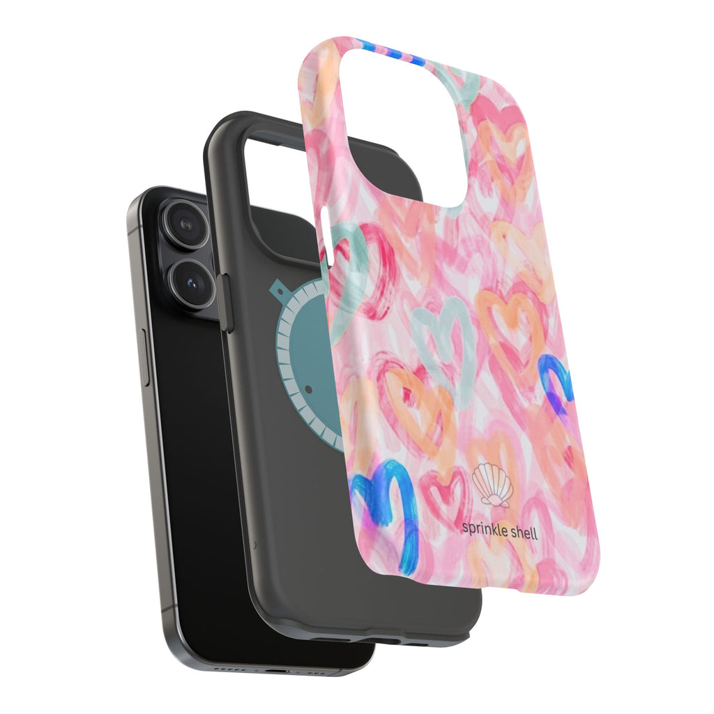 MagSafe rainbow hearts case