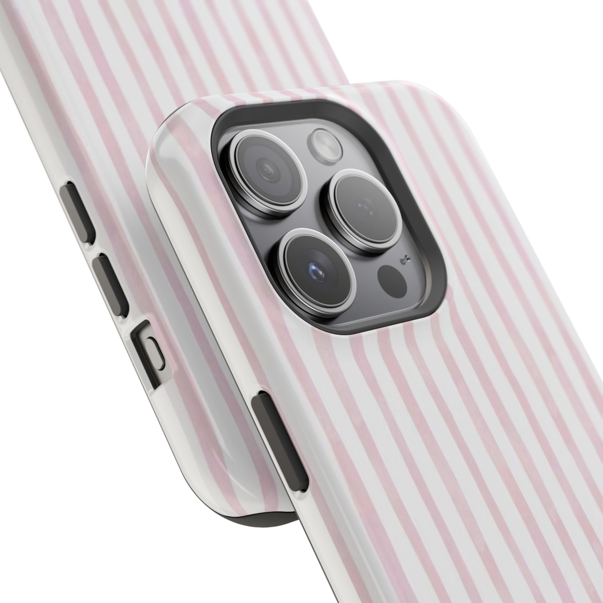 MagSafe pink and white striped case