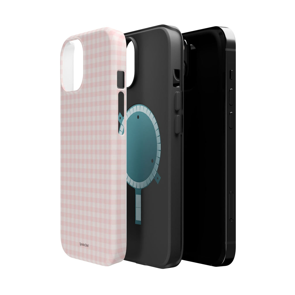 MagSafe light pink plaid case