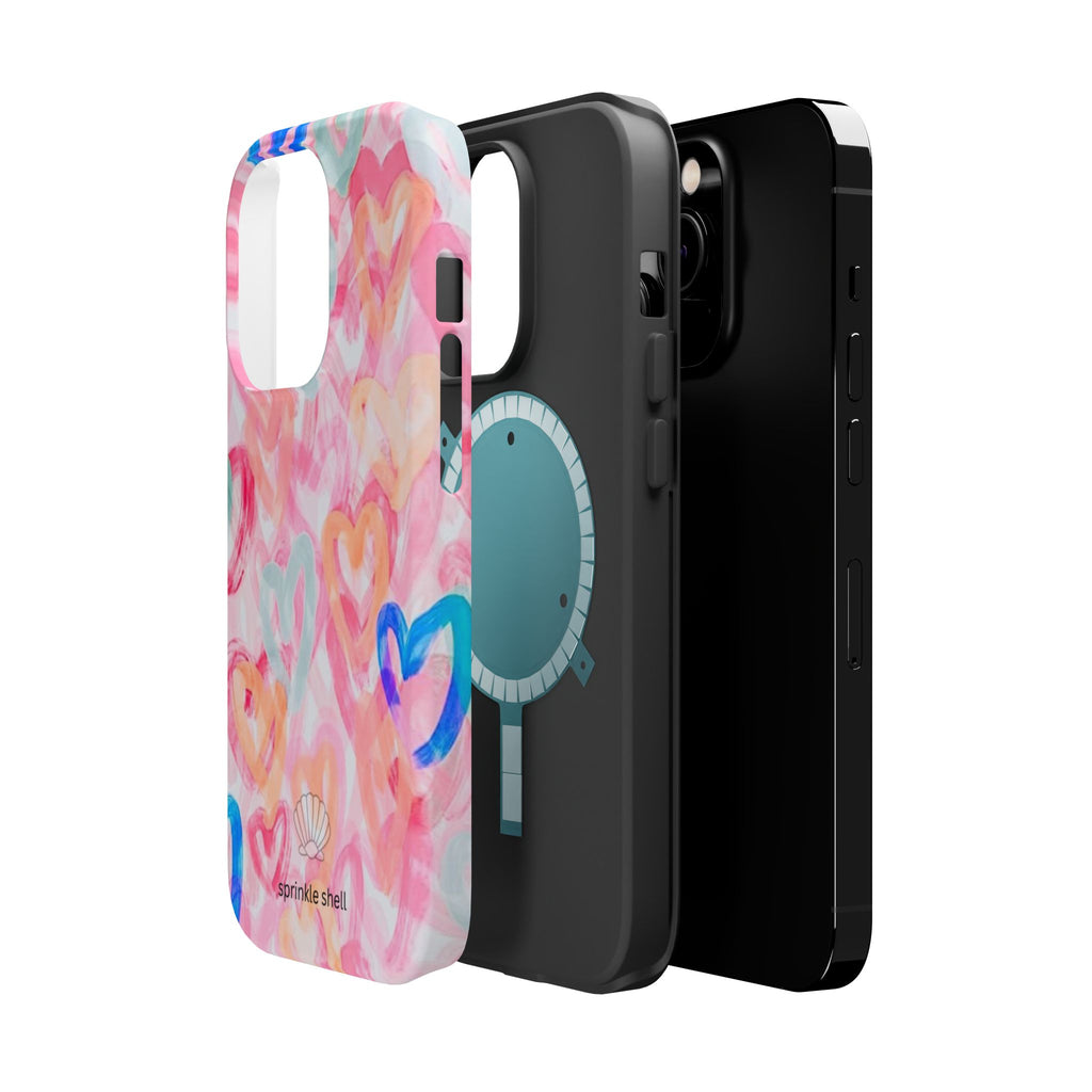 MagSafe rainbow hearts case