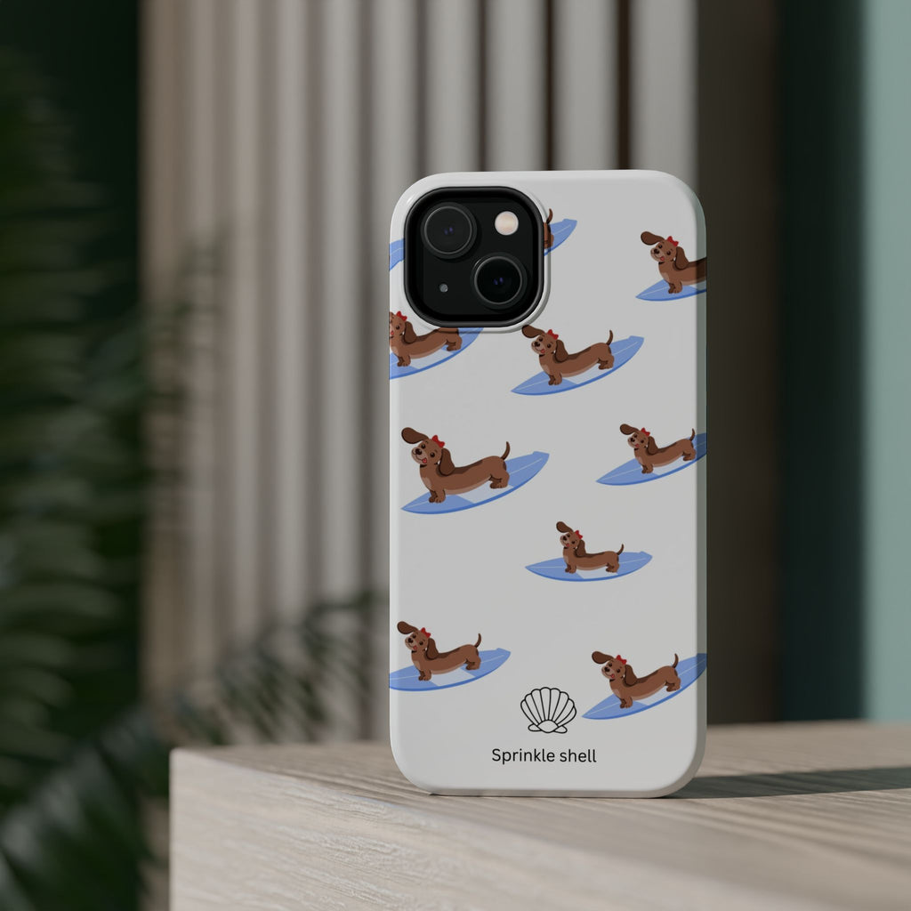 MagSafe surfing dachsund phone case