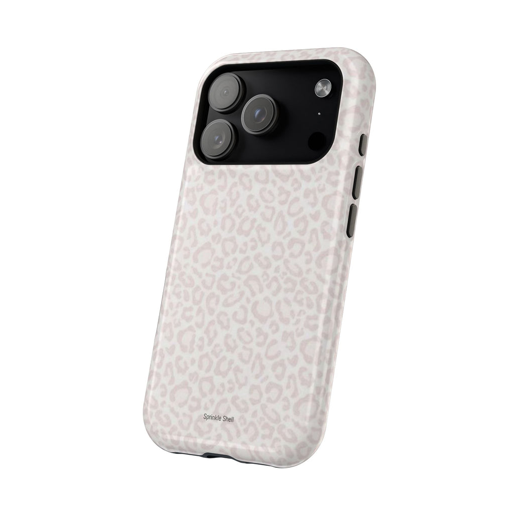 MagSafe white cheetah print case