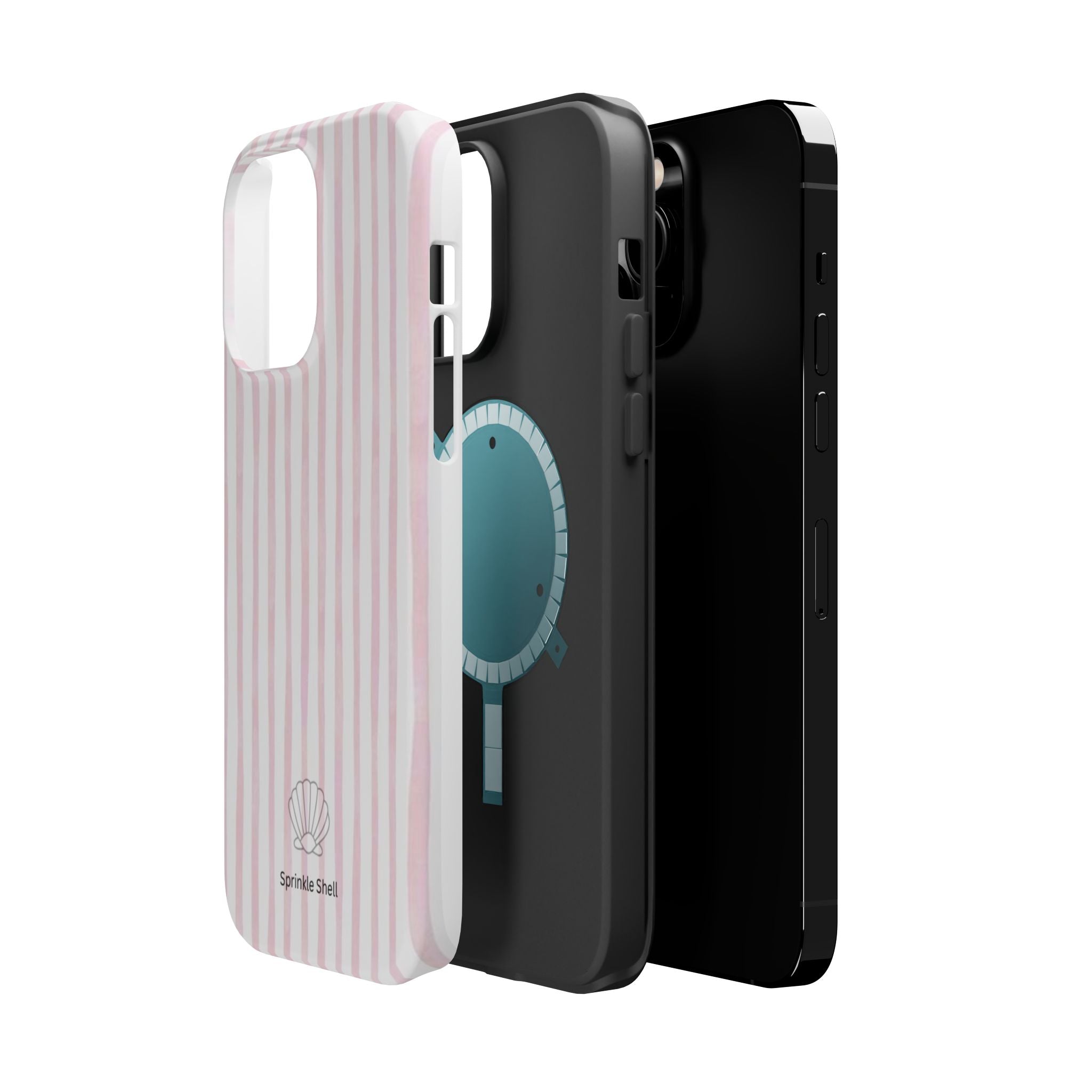 MagSafe pink and white striped case
