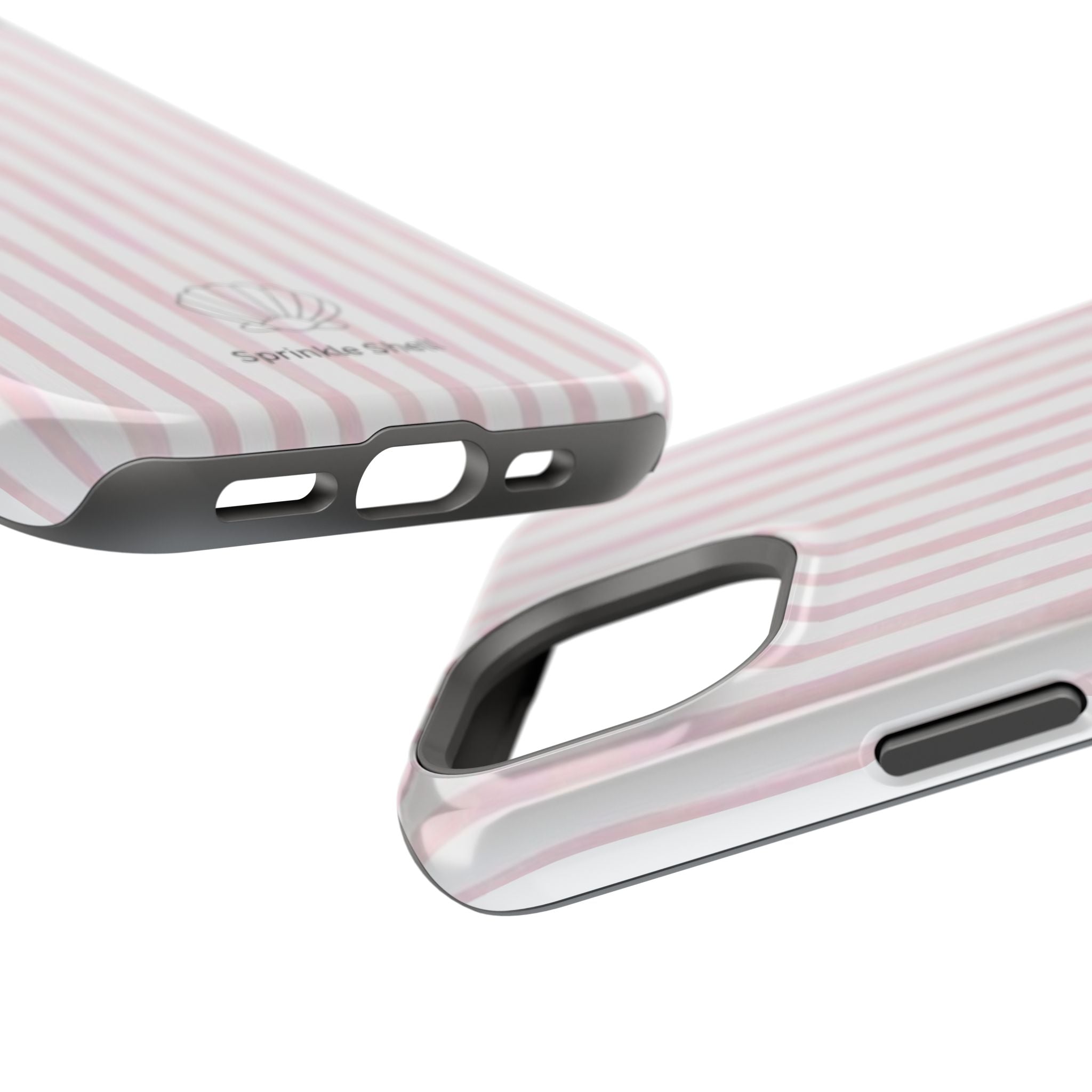MagSafe pink and white striped case