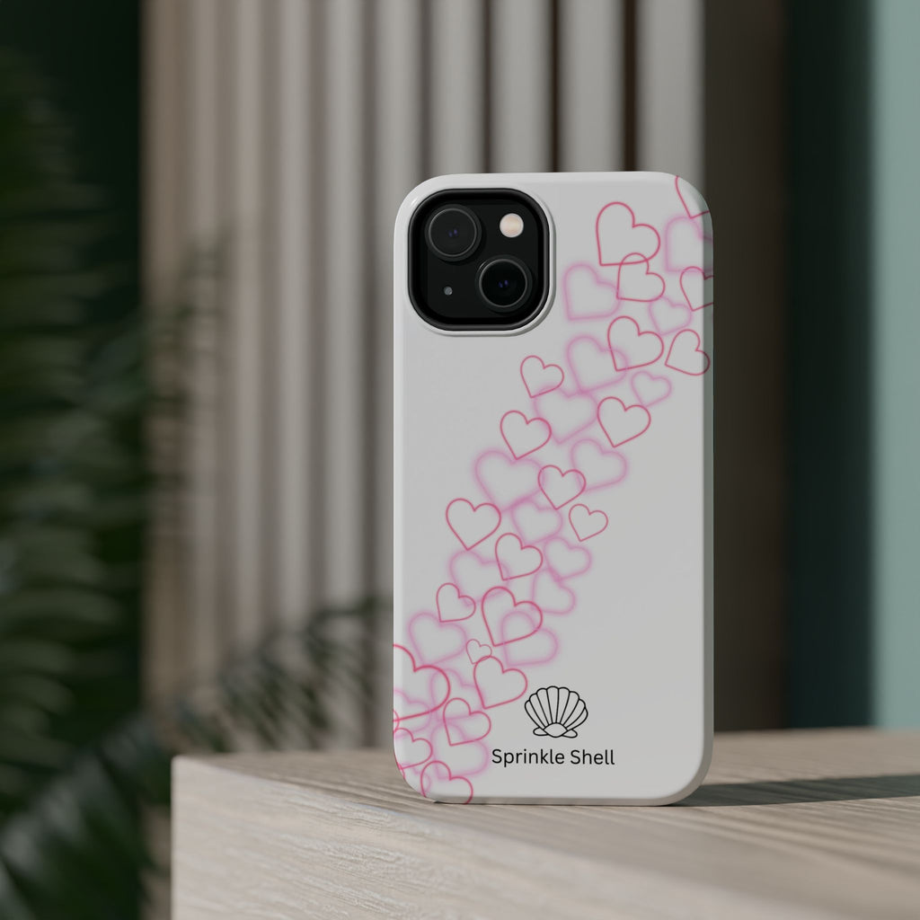 MagSafe pink hearts phone case