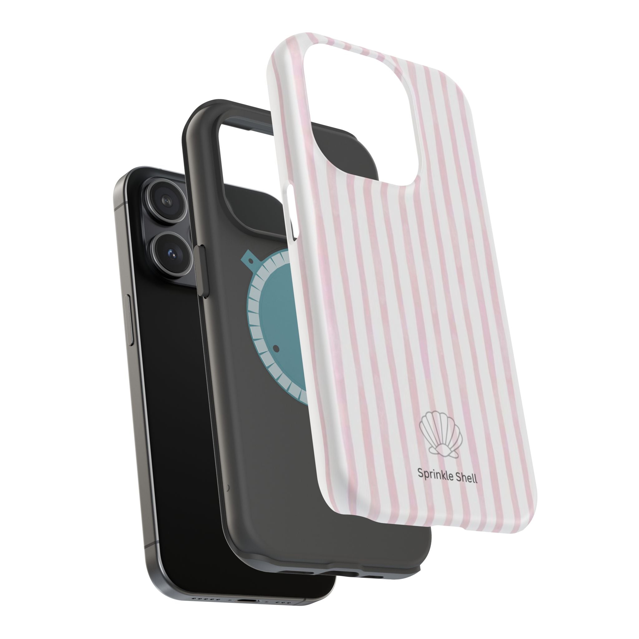 MagSafe pink and white striped case