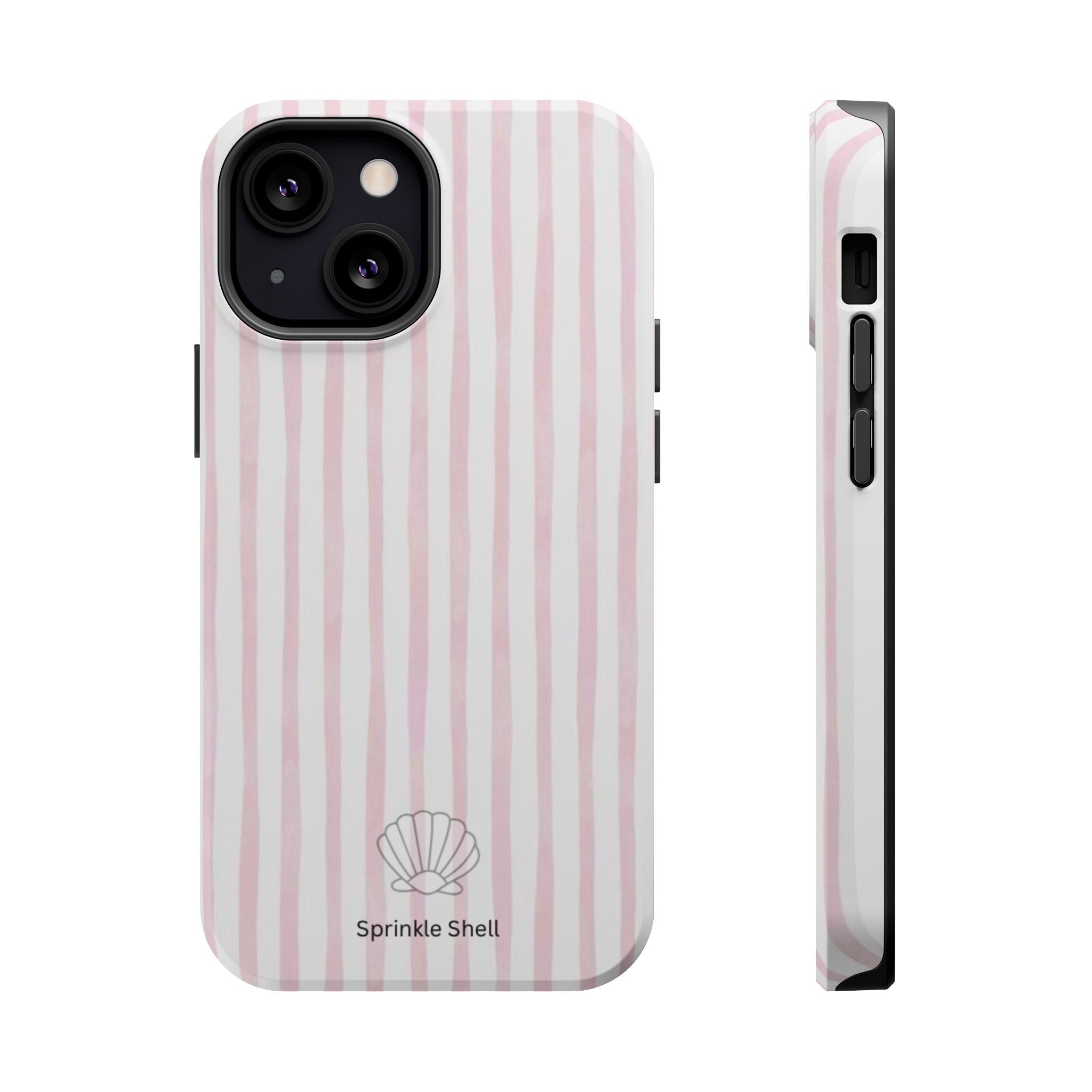 MagSafe pink and white striped case