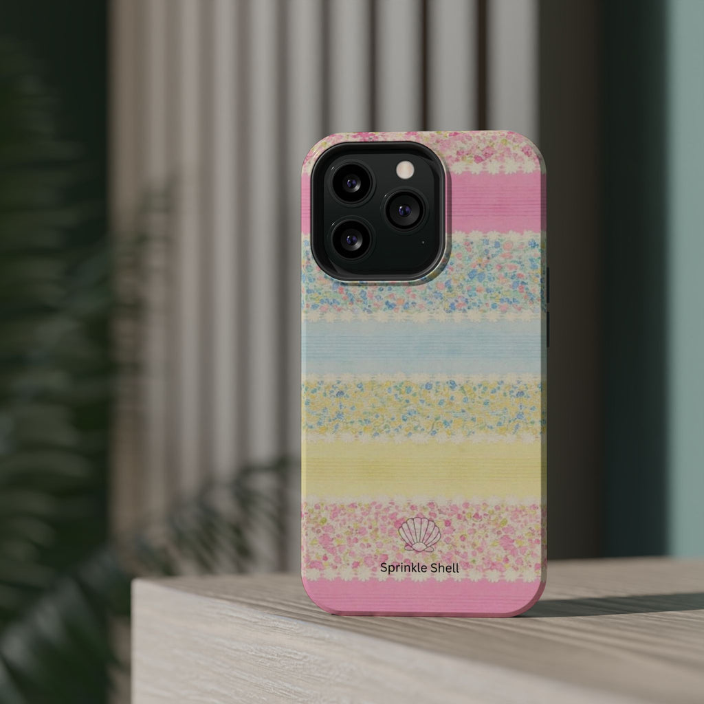 MagSafe pastel floral striped case
