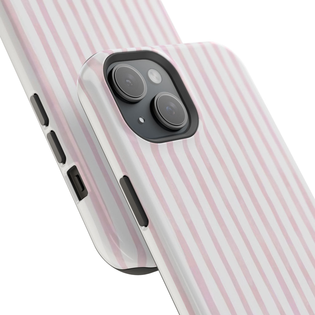 MagSafe pink and white striped case