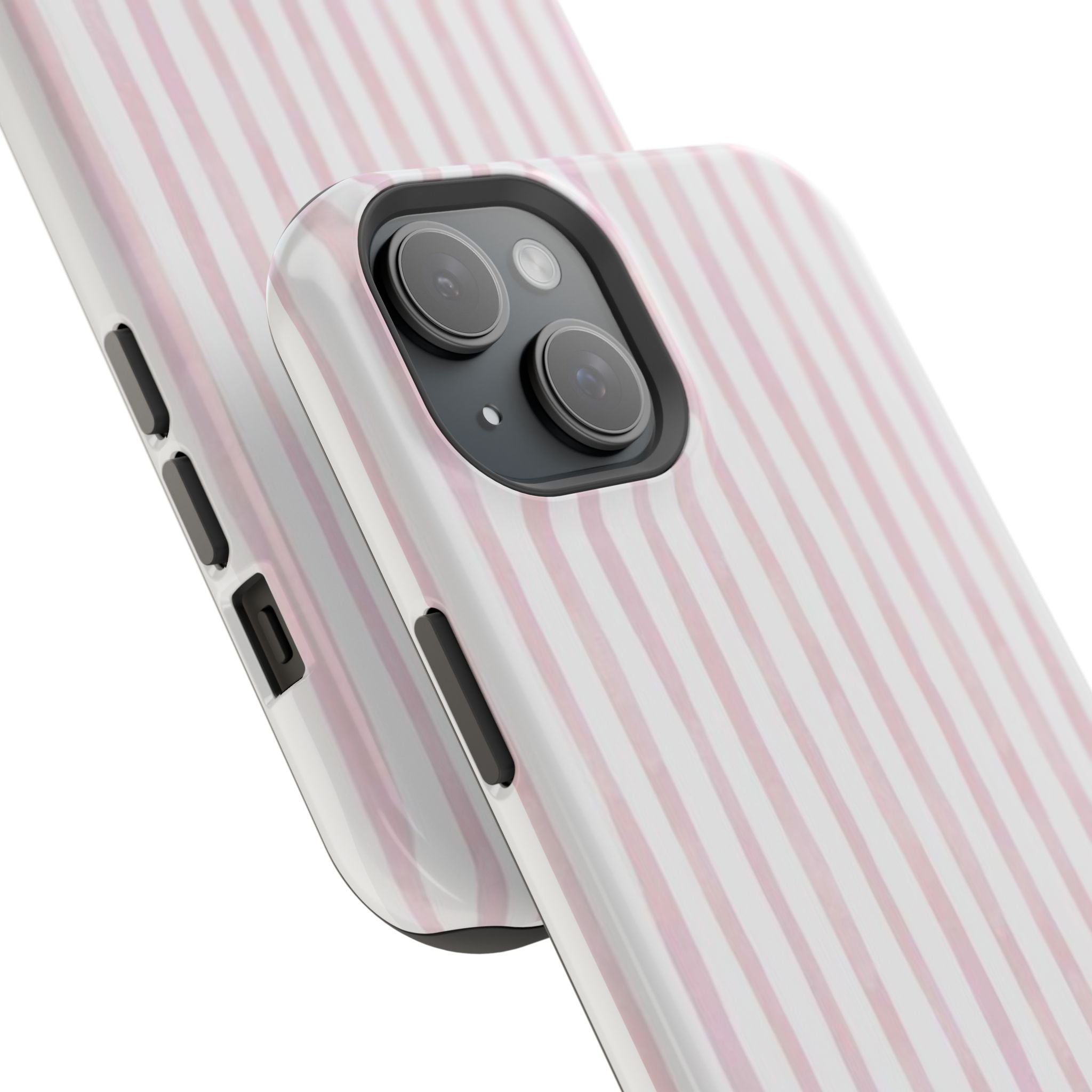 MagSafe pink and white striped case