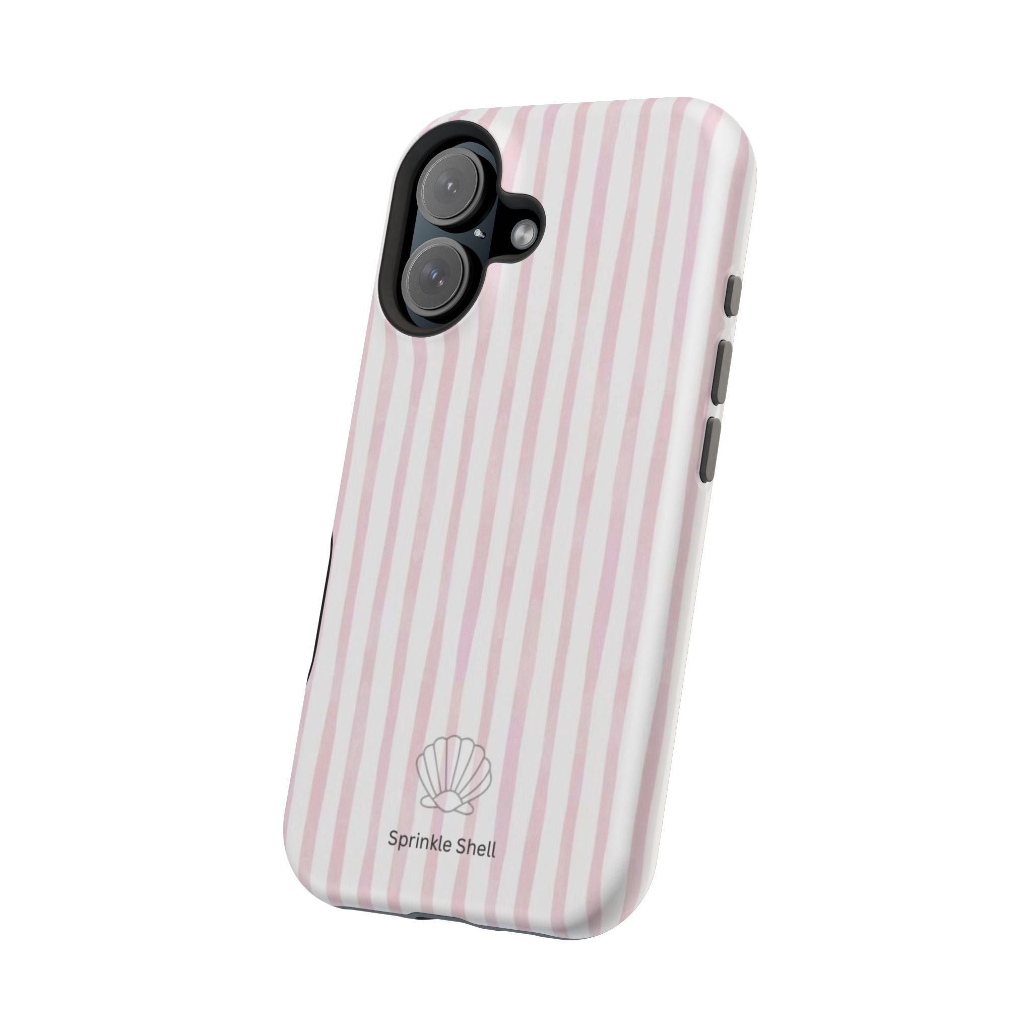 MagSafe pink and white striped case