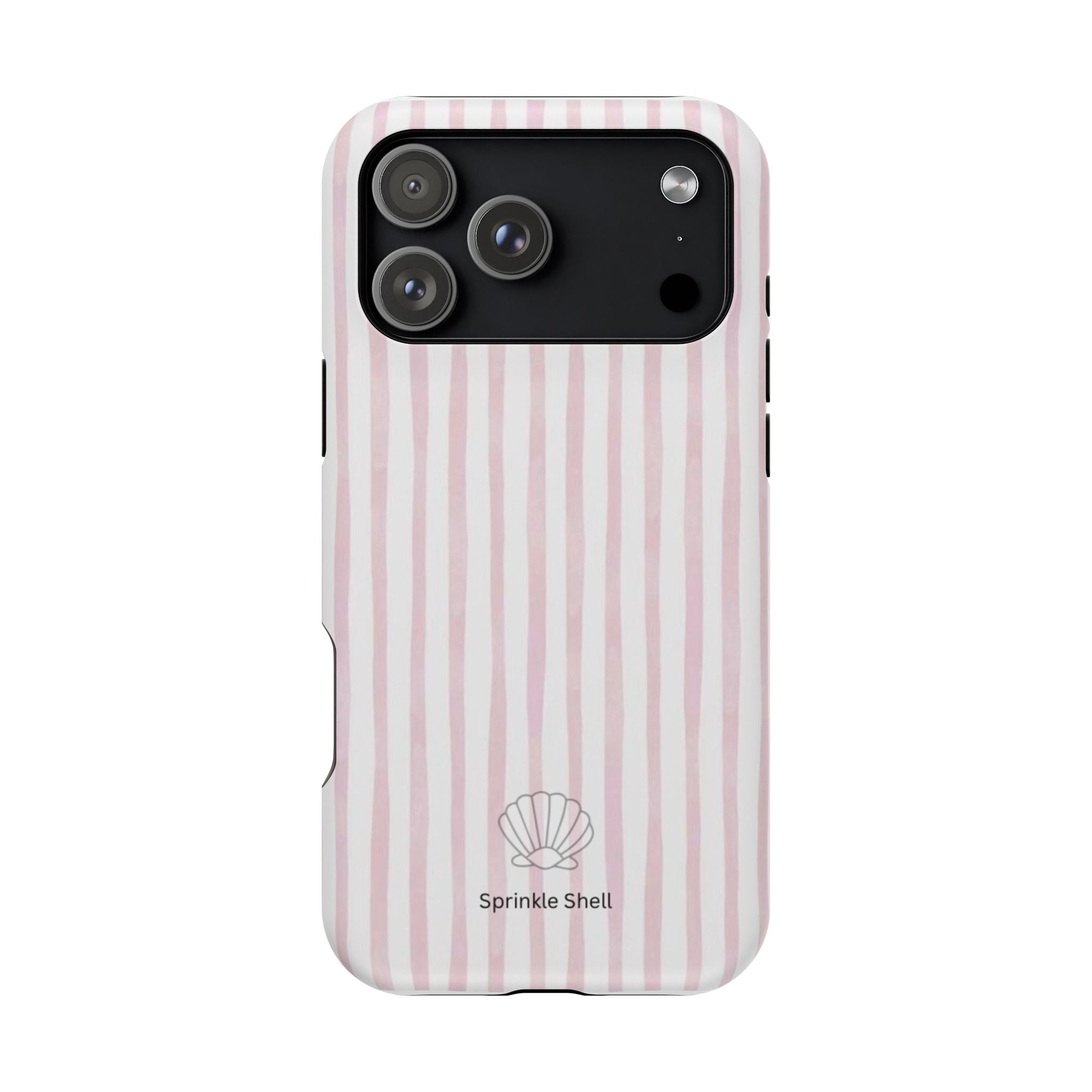 MagSafe pink and white striped case