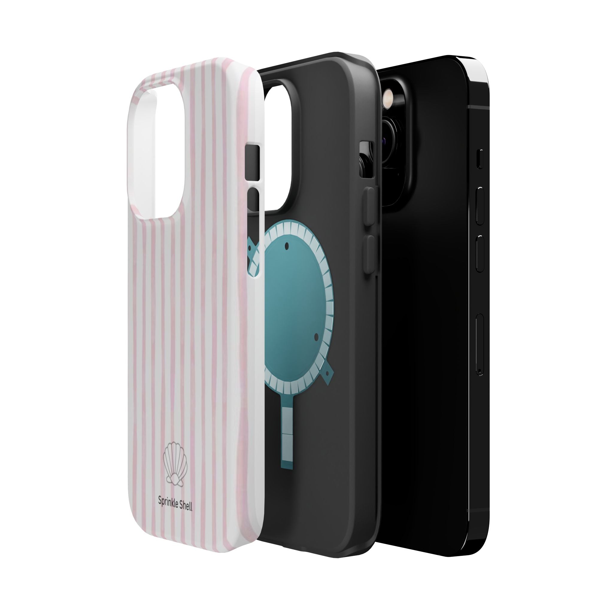 MagSafe pink and white striped case