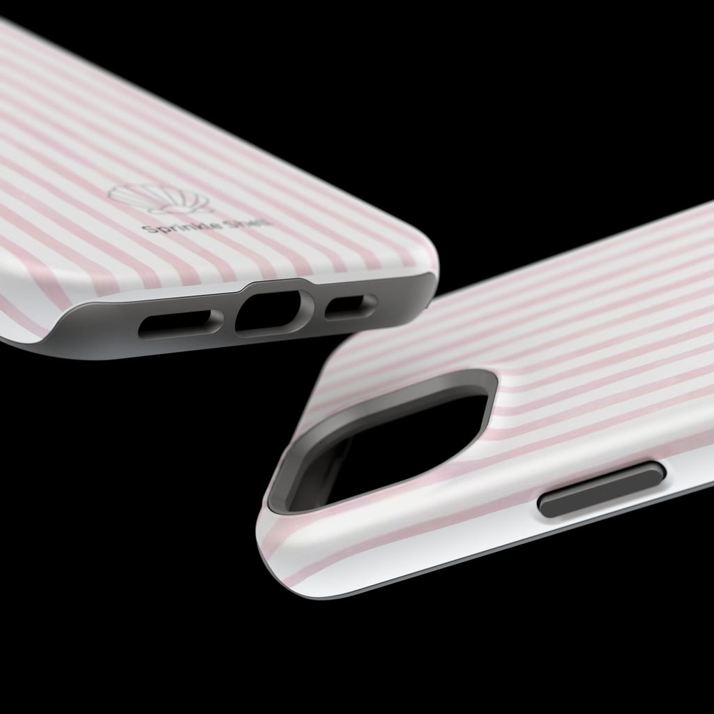 MagSafe pink and white striped case