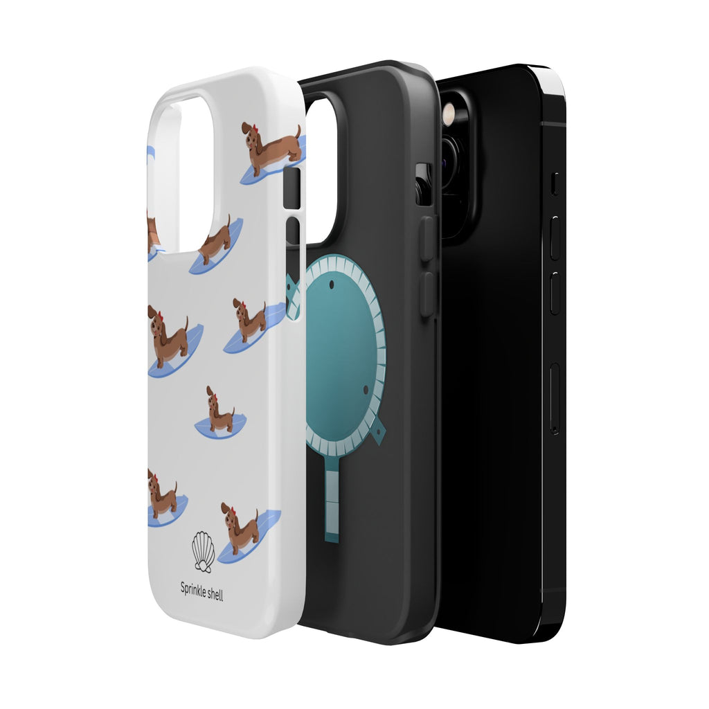 MagSafe surfing dachsund phone case