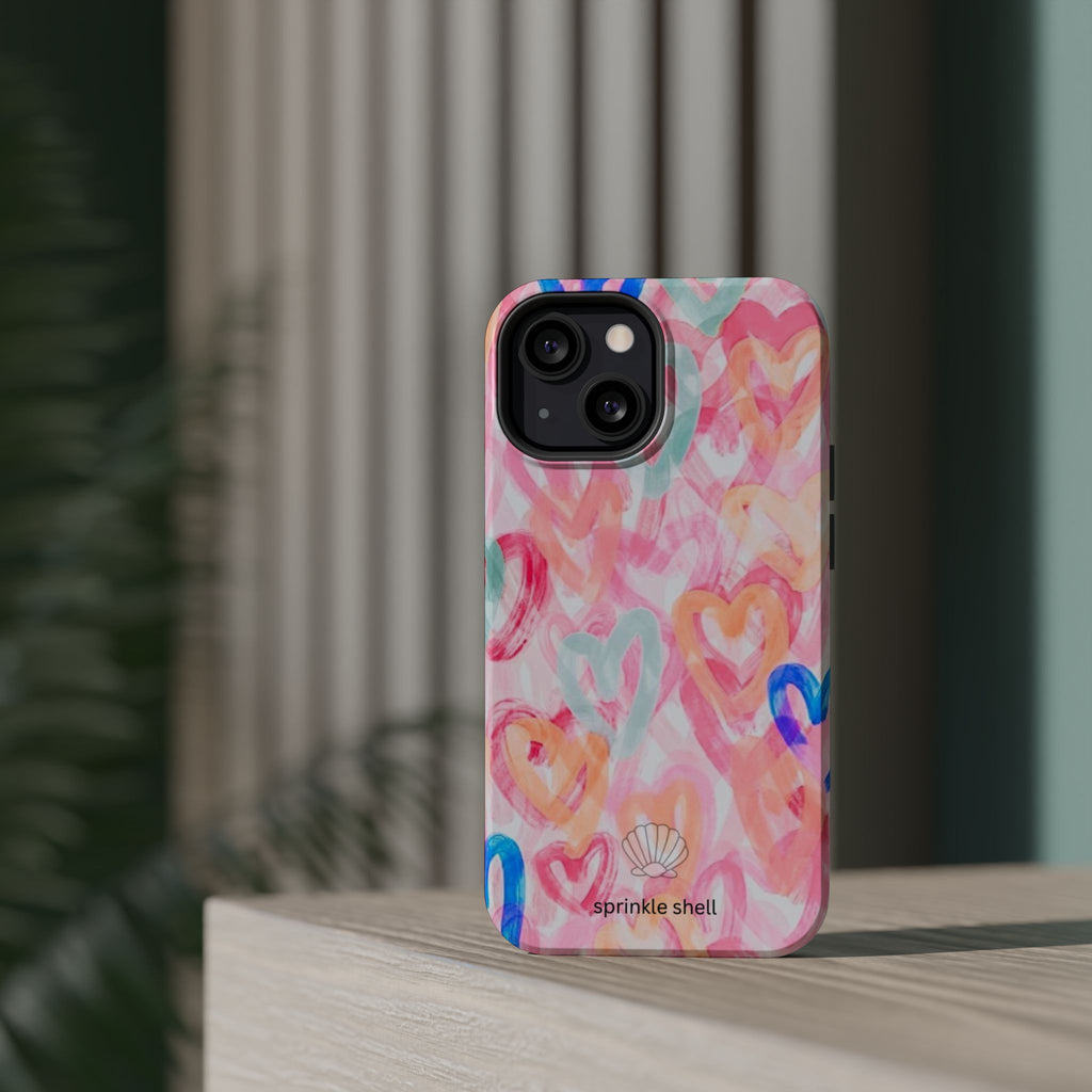 MagSafe rainbow hearts case