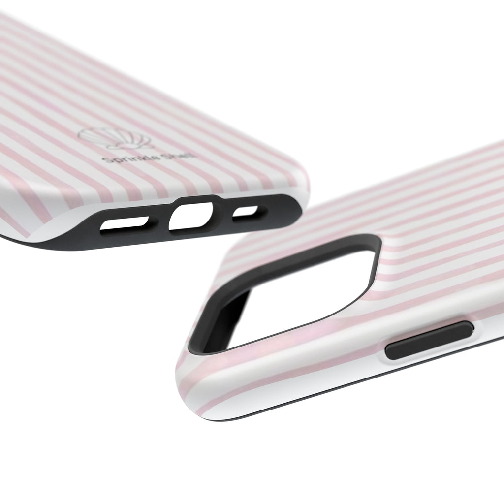 MagSafe pink and white striped case