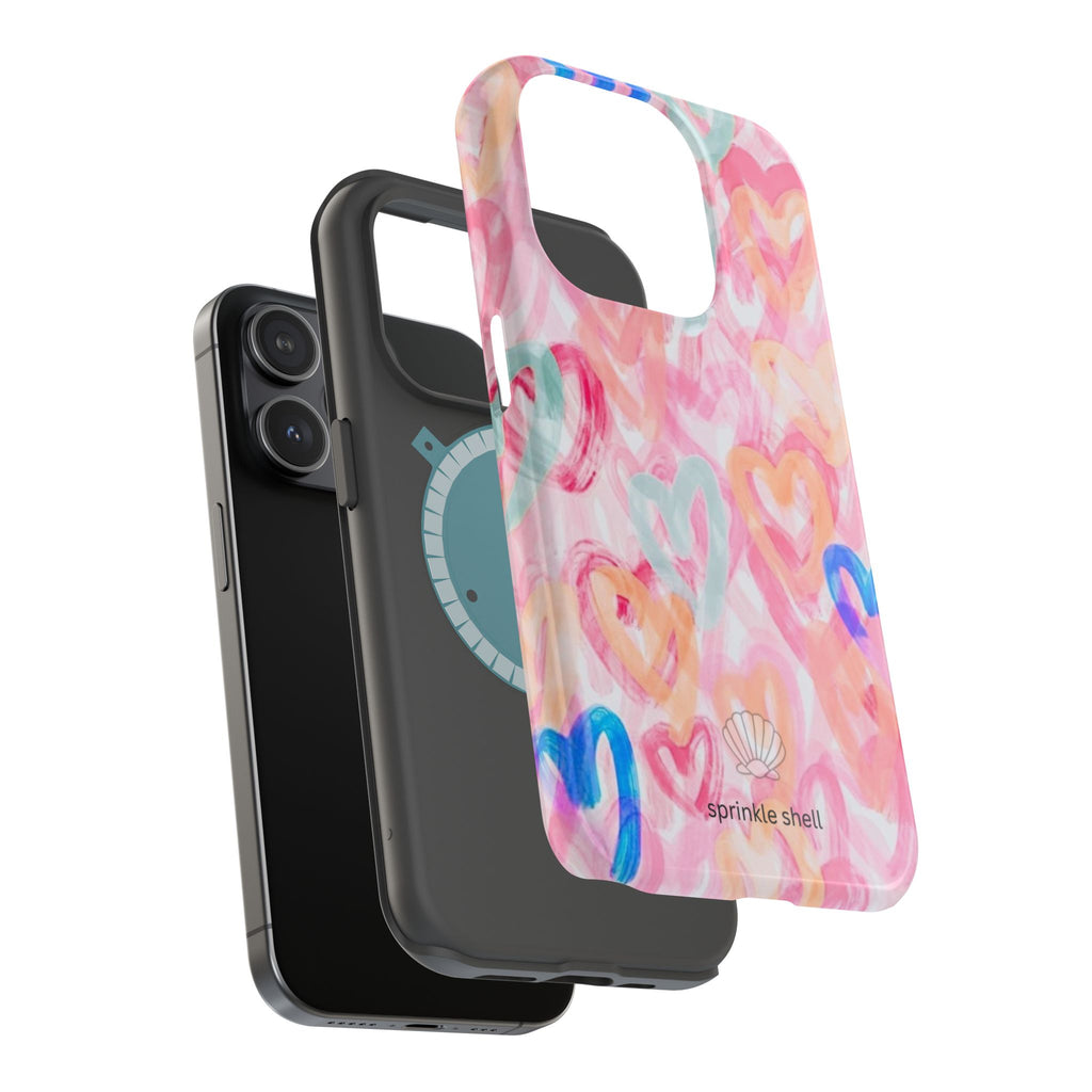 MagSafe rainbow hearts case