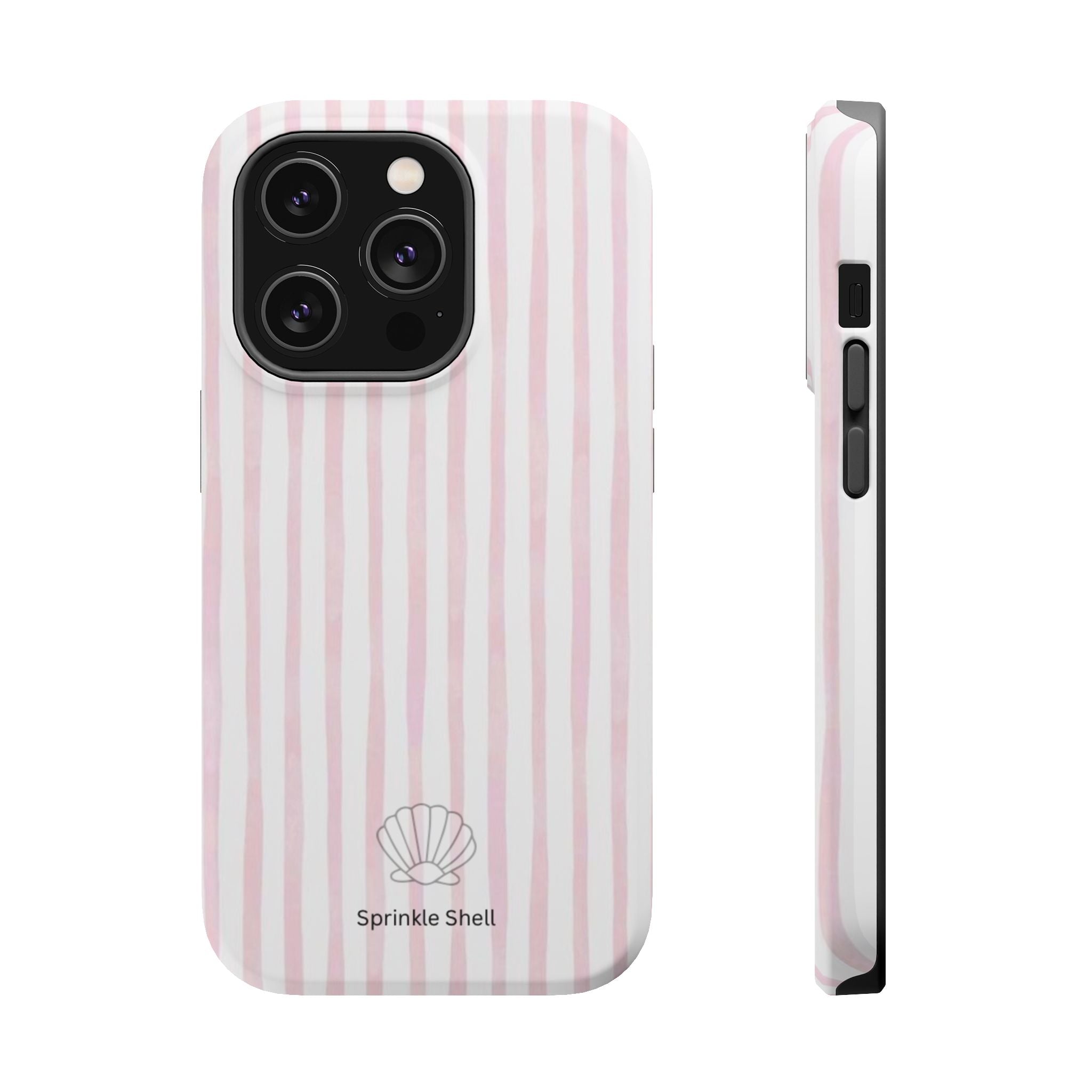 MagSafe pink and white striped case