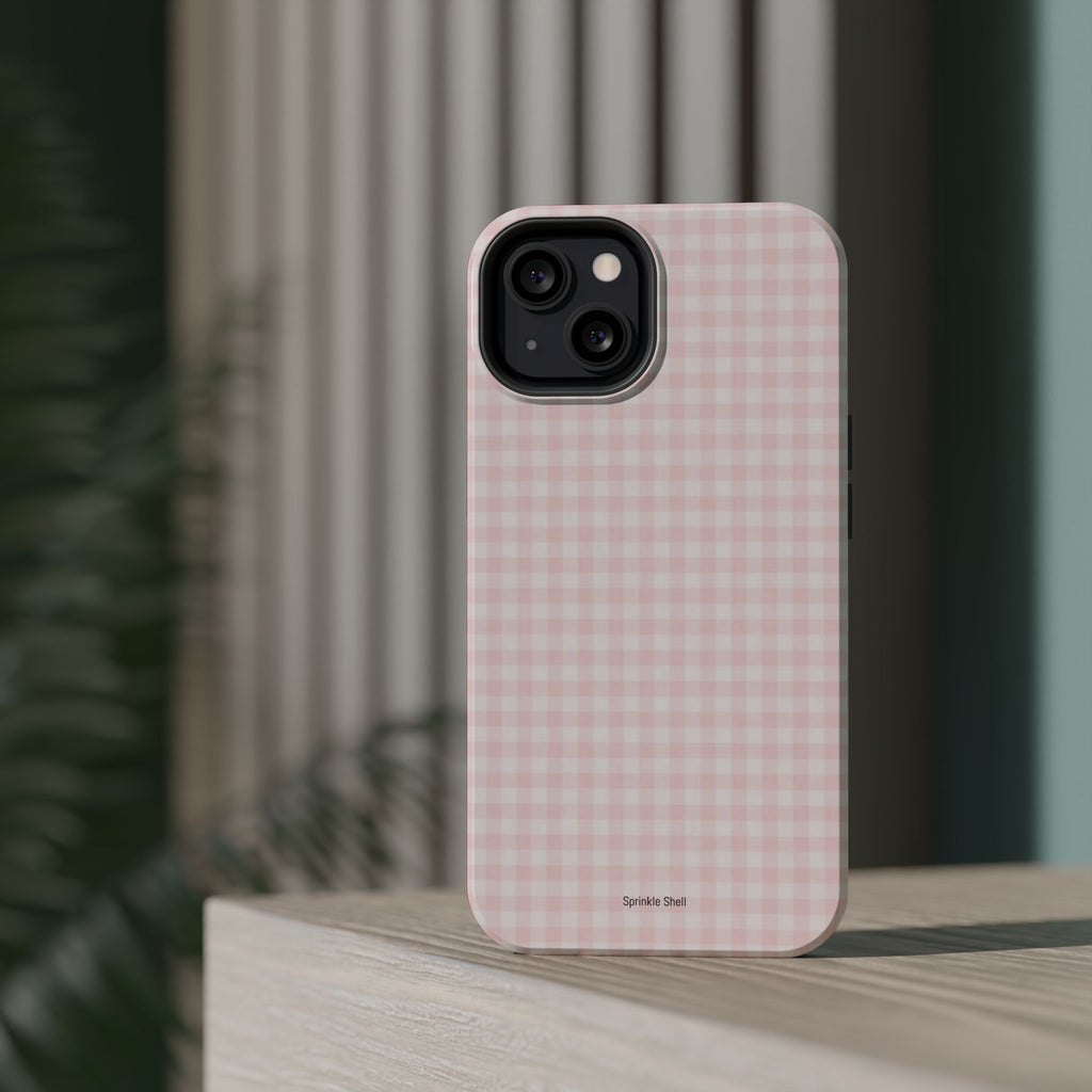 MagSafe light pink plaid case