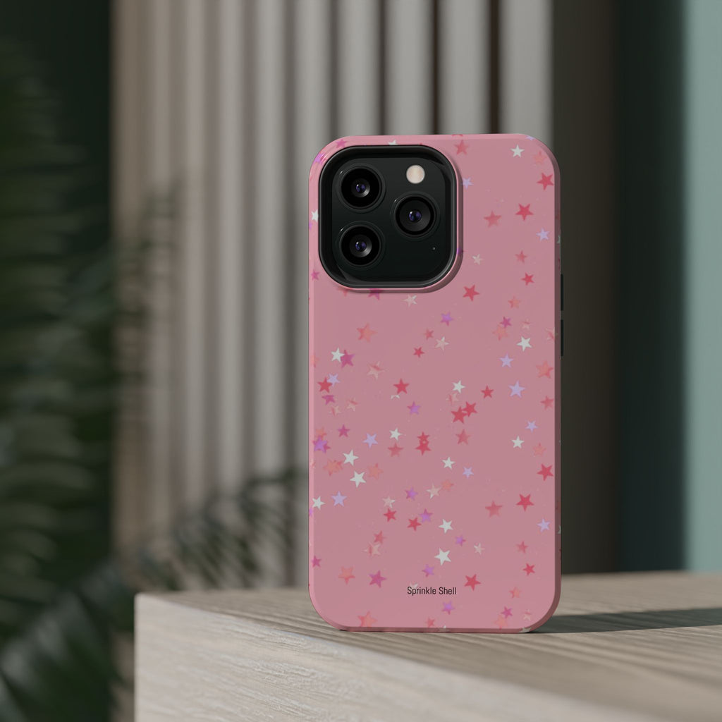MagSafe pink multicolor stars case