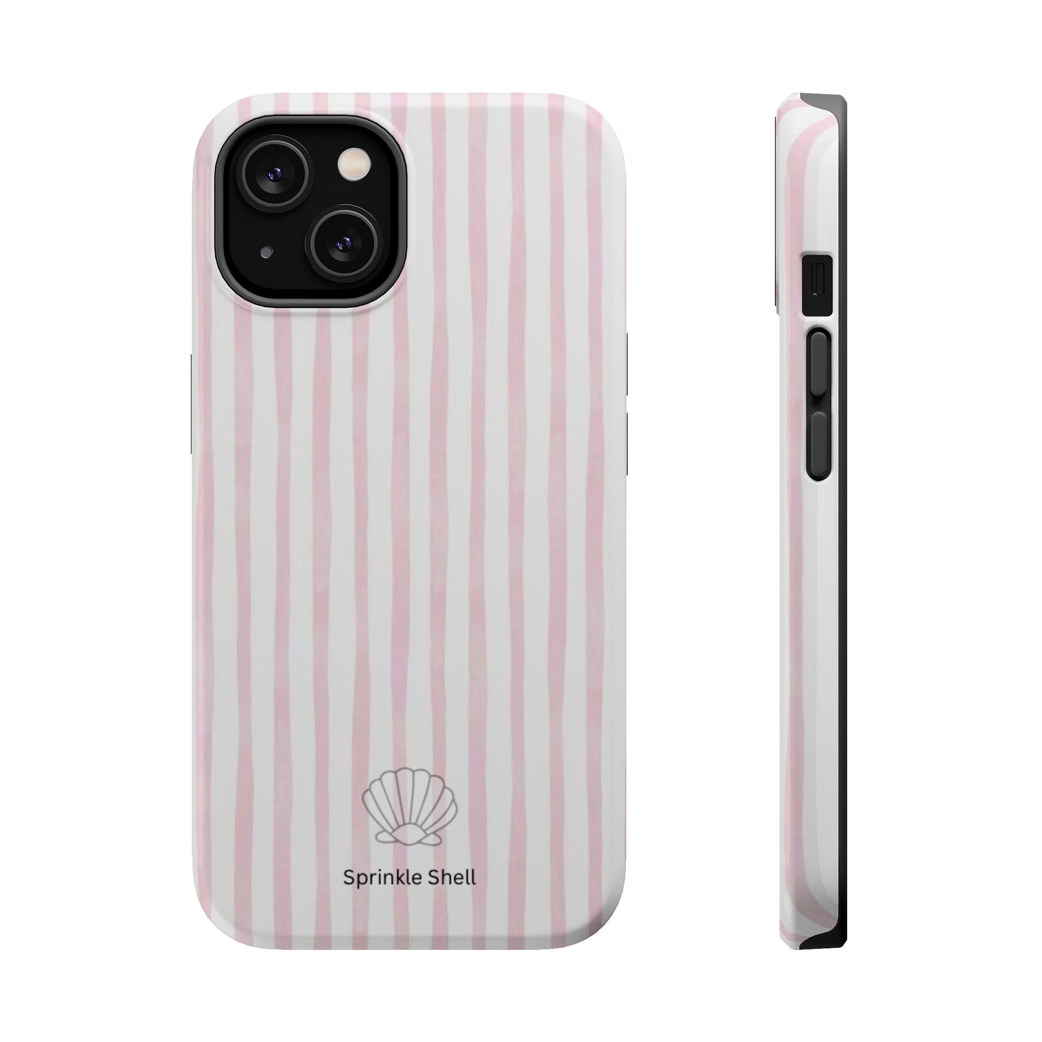 MagSafe pink and white striped case